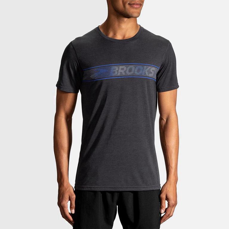 Brooks Distance Graphic NZ - Men's Short Sleeve Running Shirt - Grey (85049-JBGT)